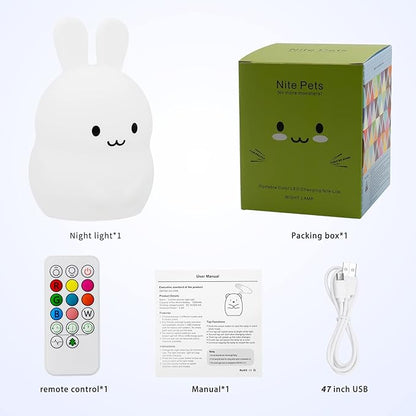 ShaArkMango LED Night Light for Kids Toddler Bed Room Decor Aesthetic, Soft BPA Free Silicone, Cute Animal Night Lamp Color Changing NightLight Dimming & Timer &Rechargeable Baby Shower Gifts