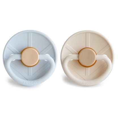 FRIGG Little Viking Natural Rubber Baby Pacifier 2-Pack | Made in Denmark Blue/Cream,0-6 Months)