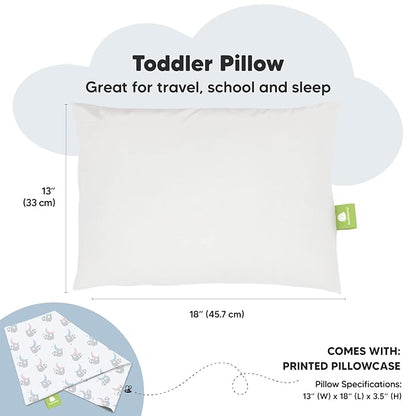 Toddler Pillow with Pillowcase - 13x18 My Little Dreamy Pillow, Organic Cotton Toddler Pillows for Sleeping, Kids Pillow, Travel Pillows, Mini Pillow, Nursery Pillow, Toddler Bed Pillow (Moon Sloth)