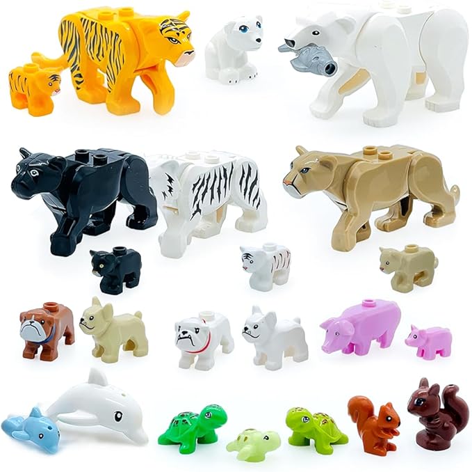 23pcs Animals Mini Figures Friends Sets with Baby Building Block 6-7-8-9-10-11-12 Kits