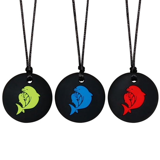 Chew Necklaces for Sensory Kids, Silicone Chewy Necklace 3Pack for Children with Autism