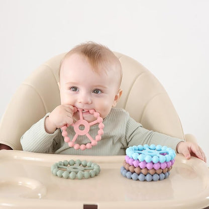 3 Pack Ring Teether, Silicone Teething Ring Toys for Babies 0-6 Months 6-12 Months 12-24 Months,