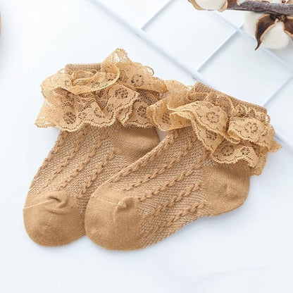 QandSweet Baby Girls' Eyelet Flower Socks Ankle Sock for Newborn