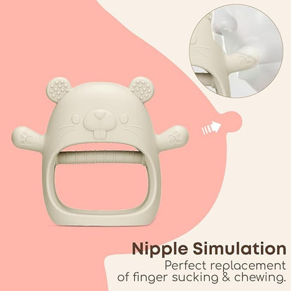 2 Packs Baby Teething Toys Silicone Teething Mittens for Infants 3 Months+, Never Drop & Easy to Hold Teethers