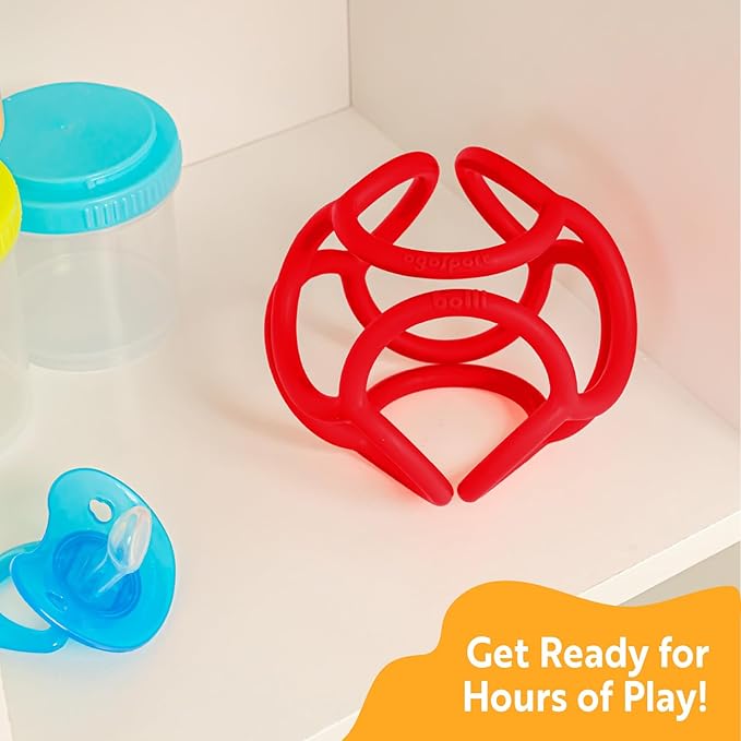 OgoBolli Teether Ring Tactile Sensory Ball Toy for Babies & Toddlers - Stretchy, Squishy 6+ Months