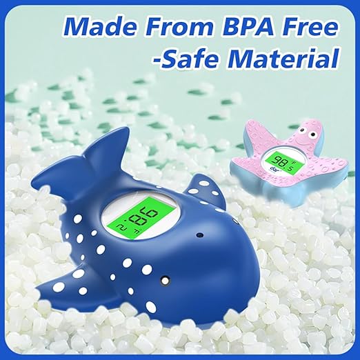 Baby Bath Thermometer, Instant Read Water Thermometer Safety with 3 Color Backlit and Temperature Warning