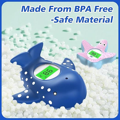 Baby Bath Thermometer, Instant Read Water Thermometer Safety with 3 Color Backlit and Temperature Warning