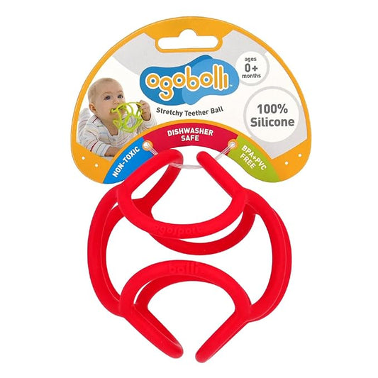 OgoBolli Teether Ring Tactile Sensory Ball Toy for Babies & Toddlers - Stretchy, Squishy 6+ Months