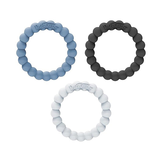 Dr. Brown's Flexees Beaded Teether Rings, 100% Silicone 3 Pack, 3m+
