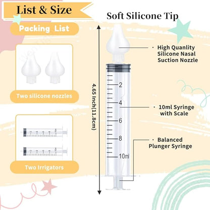 Nasal Irrigator for Baby,Syringe Nasal Irrigator 10ml Nasal (2 PCS)