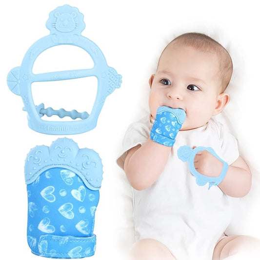 Vicloon Silicone Teething Mitt, 2Pcs Baby Teething Mitten 0-6month Infants