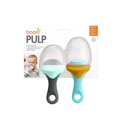 Boon Pulp Silicone Baby Fruit Feeder - Soft Silicone Baby Feeding Set 2 Count