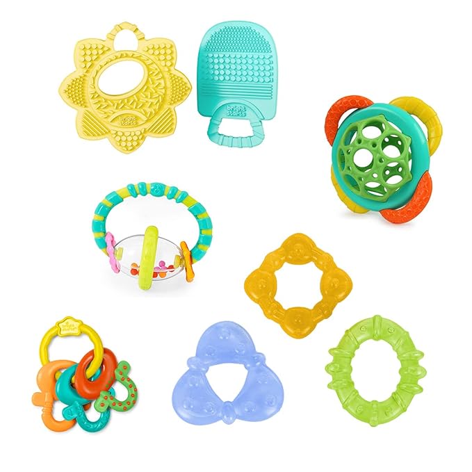 Bright Starts Teeth Relief 8pc Gift Set - BPA-Free Baby Teethers, Refrigerated Teething Toys 3 Months+