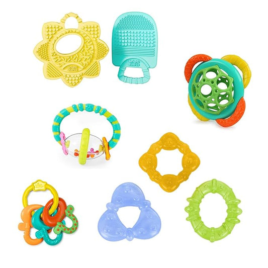 Bright Starts Teeth Relief 8pc Gift Set - BPA-Free Baby Teethers, Refrigerated Teething Toys 3 Months+