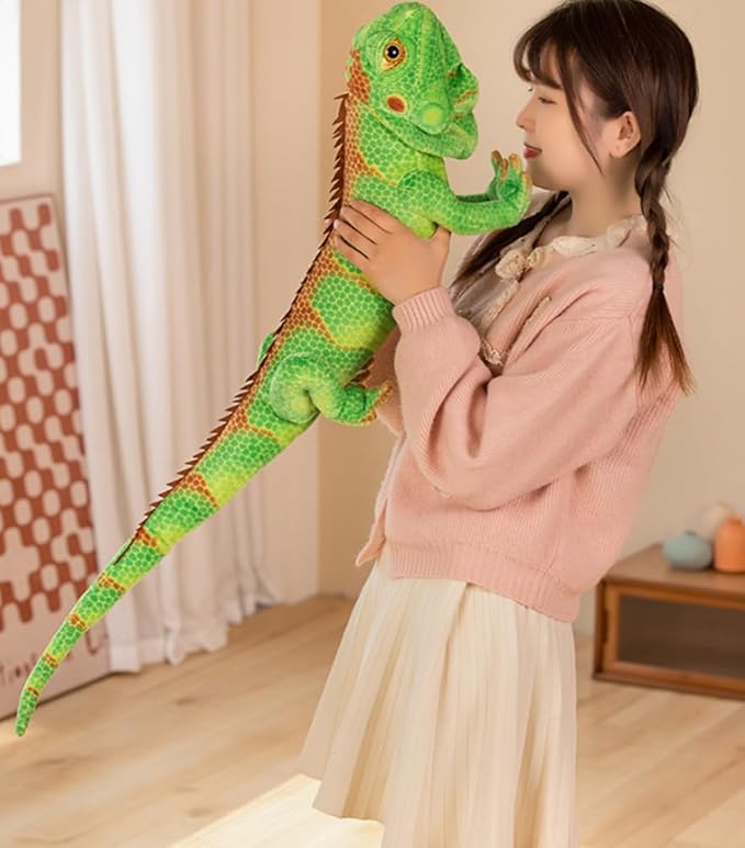 Realistic Green Lizard Stuffed Animal Toys, Chameleon Dolls (37.4 inches)