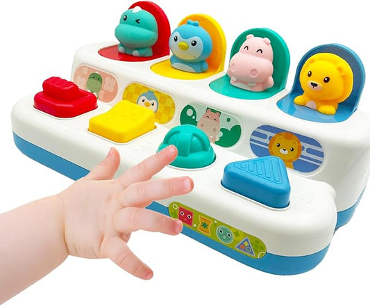 Interactive Dinosaur Pop Up Toy for Babies and Toddlers,Early Learning and Brain Development Educational Plaything 18 Months+