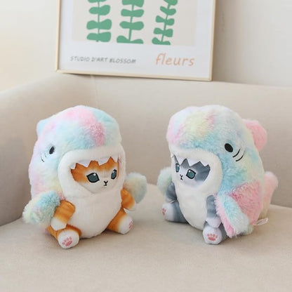 Shark Cat Plush Toy, Cute Fried Shrimp Shark Stuffed Animals Doll (12inch, Colorful)