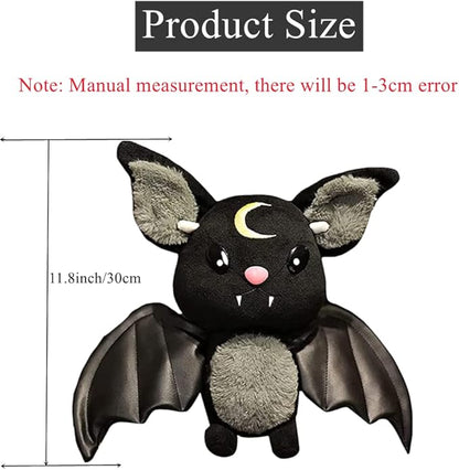 NatureMan Bat Plush Stuffed Animal Toys,Halloween Black Bat Decor Soft Hugging Plush Doll Toy Gifts (Black,11.8inch)