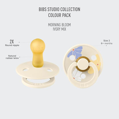 BIBS Pacifiers - Colour Studio 2 Pack | Round Nipple Baby Pacifier 6+ Months