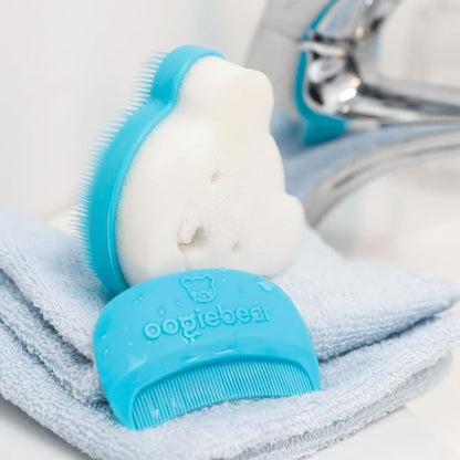 oogiebear Cradle Cap Brush Kit for Babies – Gentle and Safe Scalp Massage Care with Sponge, Brush, and Comb for Newborns and Babies