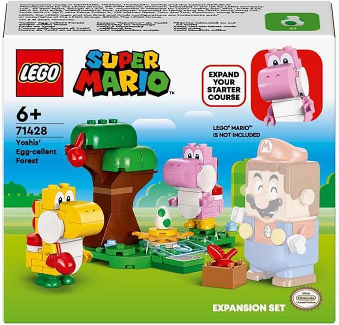 LEGO Super Mario Yoshi's Wild Forest Expansion Set, Toy with 2 Yoshi Figures Made of Stones for Boys and Girls 6 Years 71428