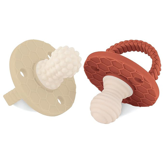 Soothipop Silicone Pacifier Teething Toys for Babies 0-6 Months 12, 18 Months - (2 Pack) Pacifier Shaped Baby Teether