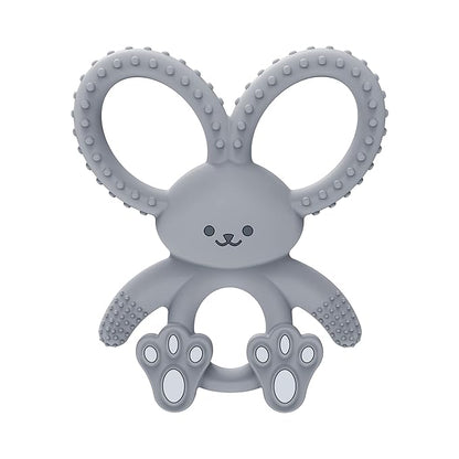 Dr. Brown's Flexees Gray & Blue Bunny 100% Silicone Baby Teethers, BPA Free 3 Months+