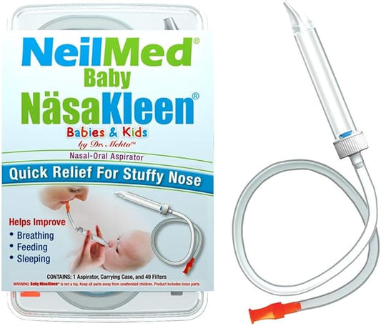 NeilMed Baby NasaKleen Nasal-Oral Aspirator with 49 Hygiene Filters and