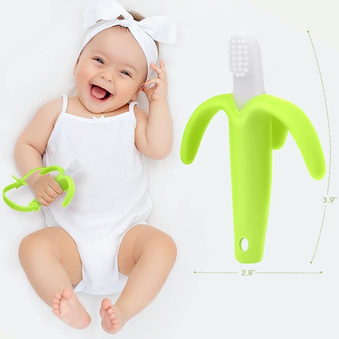 SHARE&CARE Baby Banana Teether and Baby Toothbrush, Baby Teether and Baby Chewing Toys for Infants