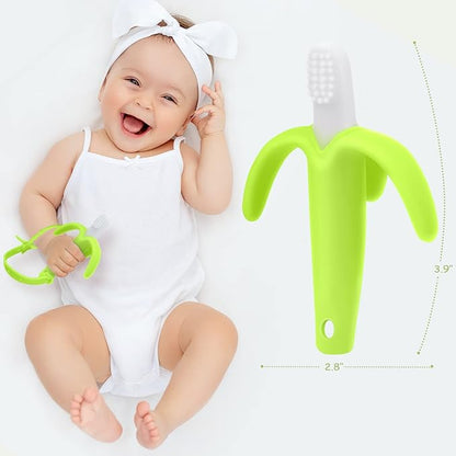 SHARE&CARE Baby Banana Teether and Baby Toothbrush, Baby Teether and Baby Chewing Toys for Infants
