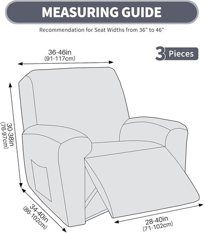 JIVINER Oversized Recliner Chair Covers, 3 Piece Slipcovers for Large Recliner Chair Soft Jacquard Reclining Chair Protector Slipcovers for Dogs,Cats (X-Large, Khaki)