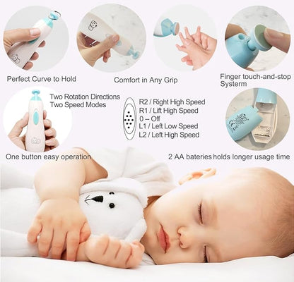 Baby Nail Trimmer 6 in 1, Royal Angels Baby Electric Nail File, Baby Grooming Kit Manicure Set for Toddler and Adults, Newborn Toddler Toes & Fingernails Nail Care Kit (Babyblue)
