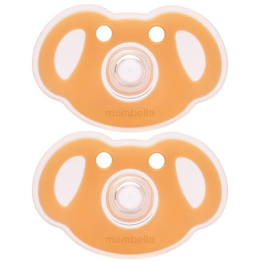 Mobella Koala Pacifiers 0-3 Months, Silicone Baby Pacifier for Breastfed Babies 2 Pack