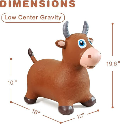 HotMax Bouncy Bull Hopping Horse Toys, Inflatable Bouncing Animal Hopper for Toddlers or Kids 2 3 4 Year
