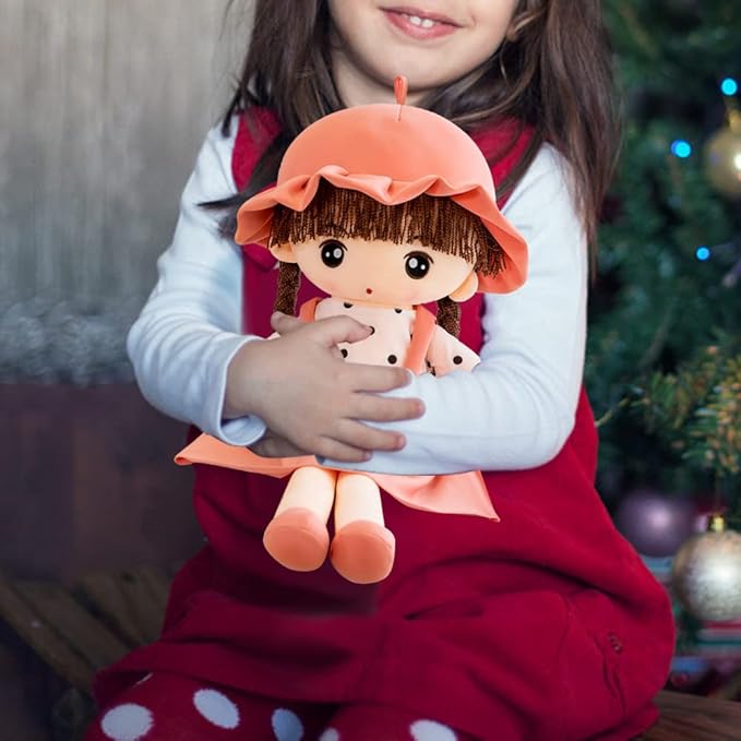 Plush Baby Doll Girl with Clothes, 17.7 Sweetheart Rag Doll Cozy Cuddle Soft Baby Doll for Kids Babies