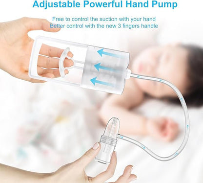 Baby Nasal Aspirator with Powerful Hand Pump & Non-invasive Nose Tip, Quiet & Comfortable Nose Suction for Baby (3 Fingers