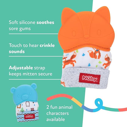 Nuby Happy Hands Silicone Teething Mitten - Baby Teething Toy 3+ Months