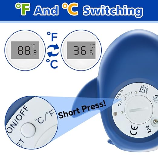 Baby Bath Thermometer, Instant Read Water Thermometer Safety with 3 Color Backlit and Temperature Warning