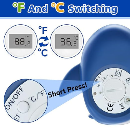 Baby Bath Thermometer, Instant Read Water Thermometer Safety with 3 Color Backlit and Temperature Warning