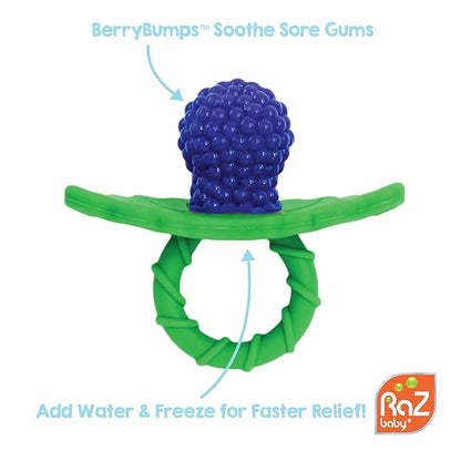 RaZbaby Soft Silicone Infant & Baby 3M+ Teether Toy Berrybumps Textured Teething Relief Pacifier - Soothes Sore Gums