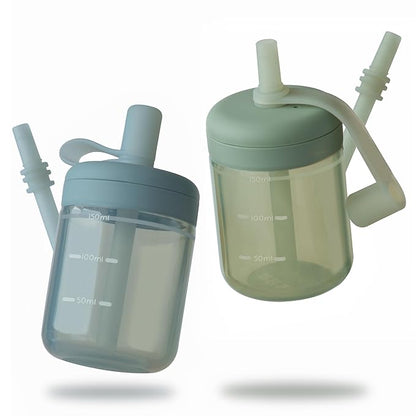 Moonkie Baby Straw cup | Silicone Toddler Sippy Cup Training Cup with Straw Lid | BPA-Free Drop-Proof Baby Cup | Baby Led Weaning | 6 Months+, 5 oz, 2pack