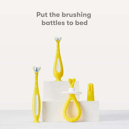 Frida Baby Training Toothbrush for Babies with Soft Silicone Bristles, Valentines Day Gifts for Kids, Yellow