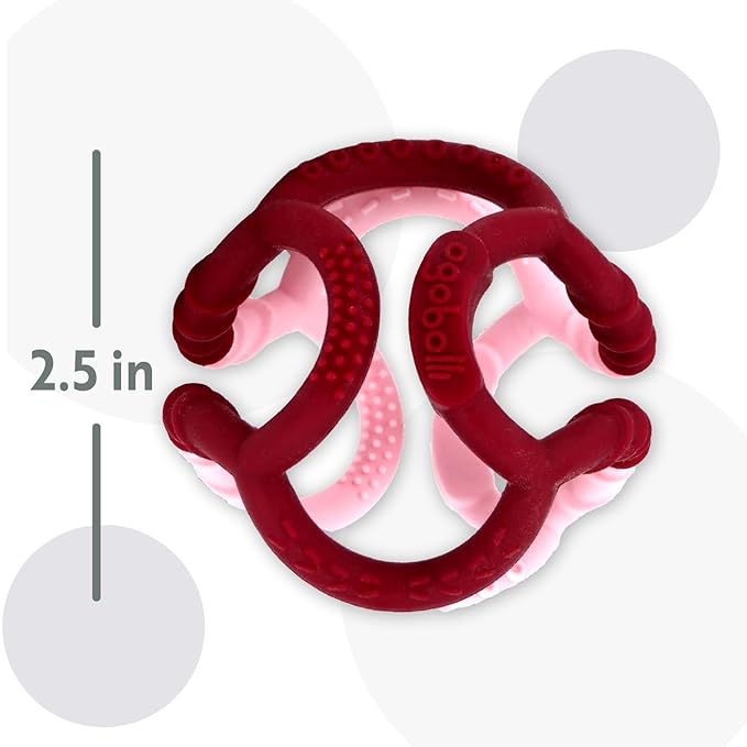 OgoBolli Gummi Teether Ring Textured Sensory Ball Toy for Babies & Toddlers - Stretchy, Soft Non-Toxic Silicone 6+ Months