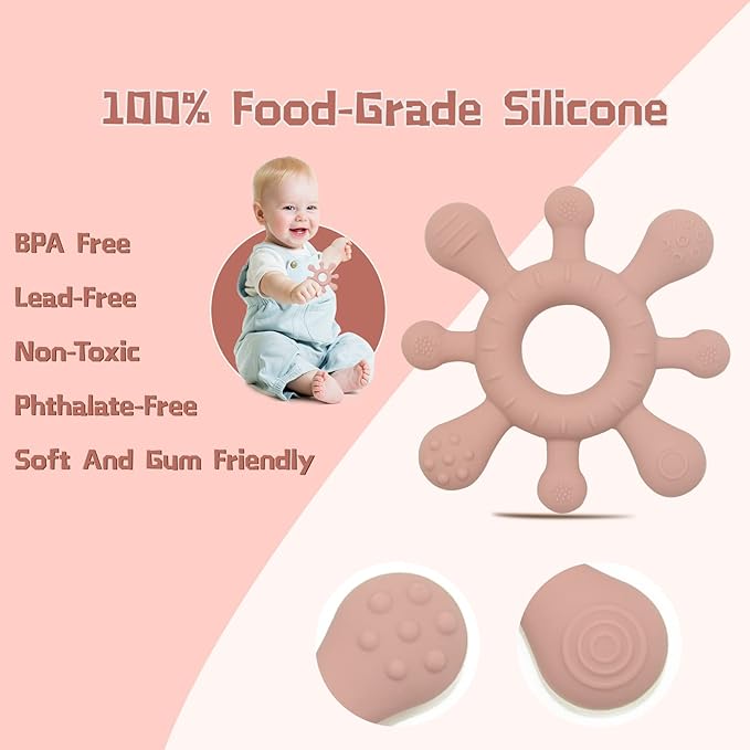 Silicone Baby Teething Toys,Turtle Shape Baby Chew Toys 0-24 Months