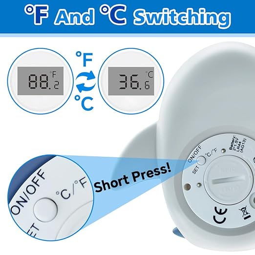 Baby Bath Thermometer, Instant Read Water Thermometer Safety with 3 Color Backlit and Temperature Warning