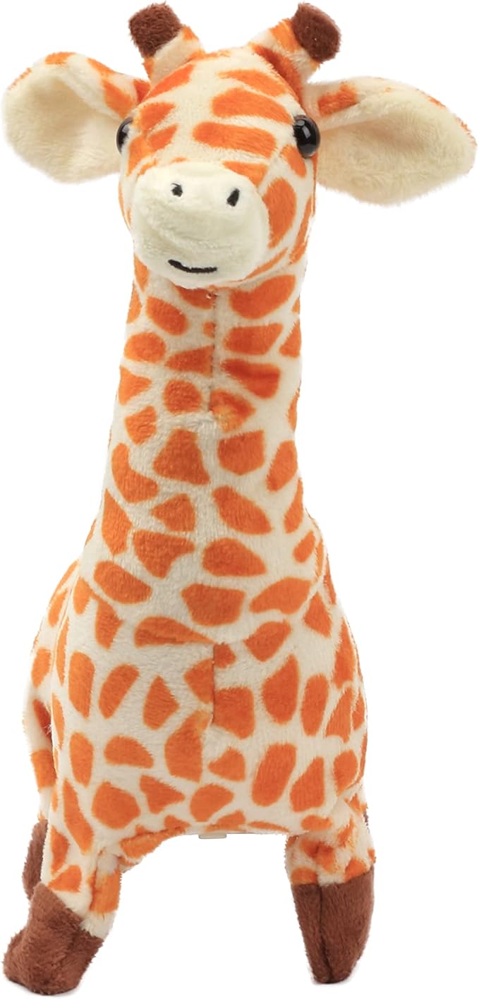 Hopearl Walking Giraffe Interactive Electronic Pet Plush Jirafa Toy with Sounds and Movements Animated Shaking Tail Gifts for Toddlers Birthday, Brown 9''