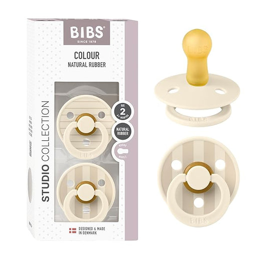 BIBS Pacifiers - Colour Studio 2 Pack | Round Nipple Baby Pacifier 6+ Months