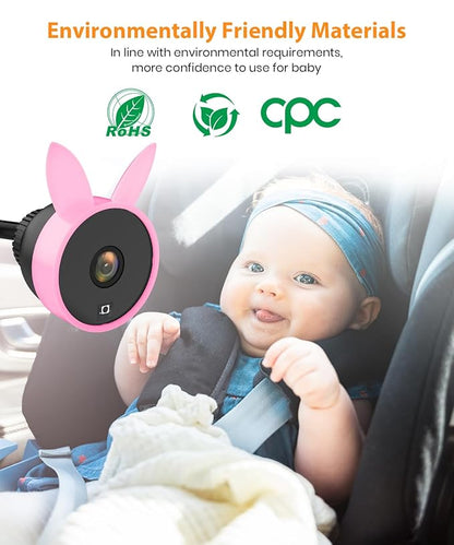 Smart Rotation Car Baby Camemra, 1080P Rear Facing Mirror with Shockproof Design, Real-Time Infant Monitoring System for Family Vehicles