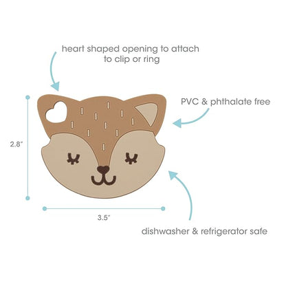 Pearhead Fox Silicone Baby Teether, Teething Toy for Babies 0+ Months