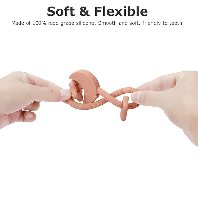 Silicone Baby Teething Toy, Silicone Baby Ring Teether for Babies 3 Months+